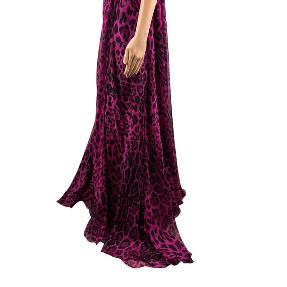 Cassandra Stone by Mac Duggal One-Shoulder Gown 2 Fuchsia Leopard Print Beaded - Picture 7 of 16